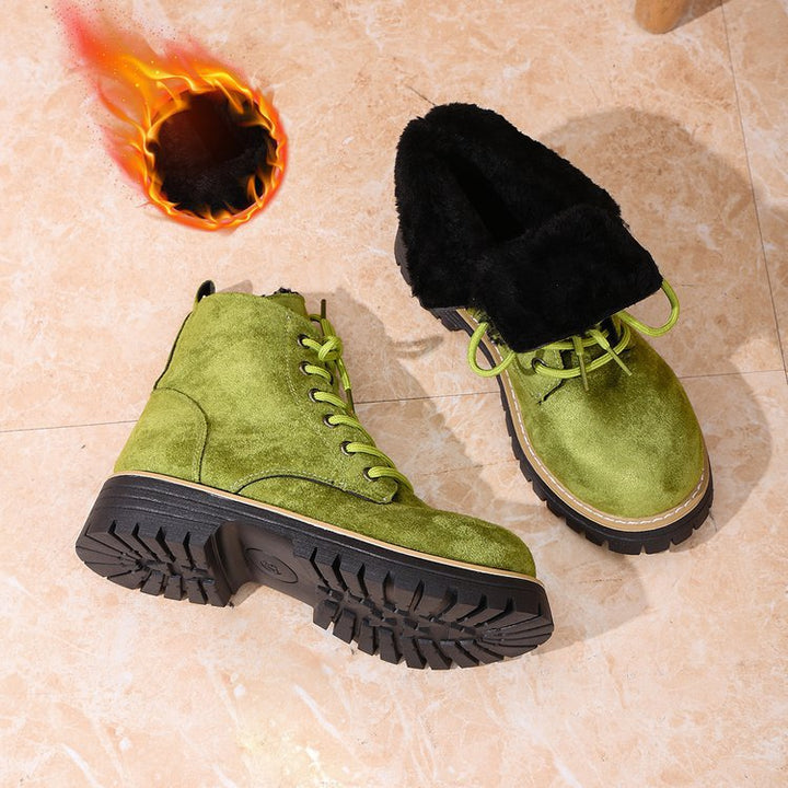 Women’s Lace-Up Suede Fleece-Lined Ankle Boots | Cozy Winter Boots