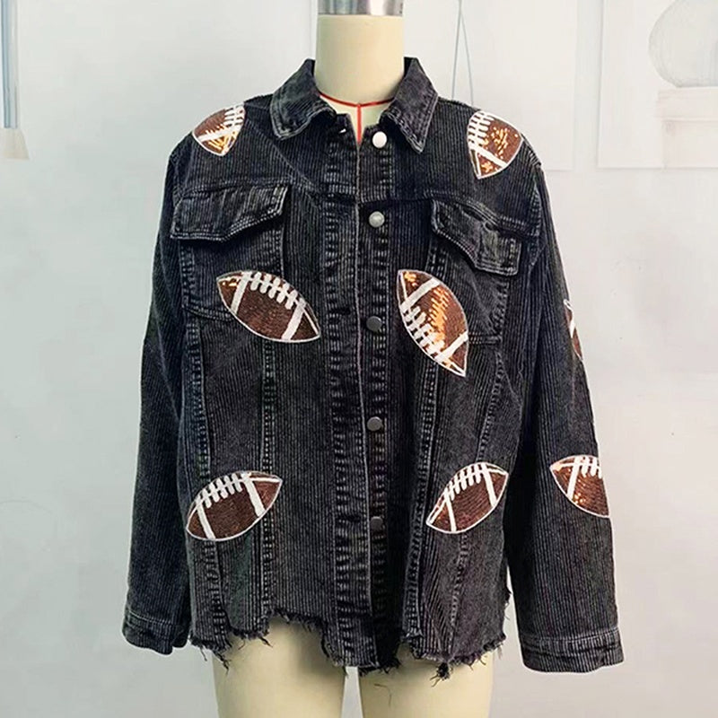 Cropped Corduroy Jacket with Button Front &amp; Raw Hem