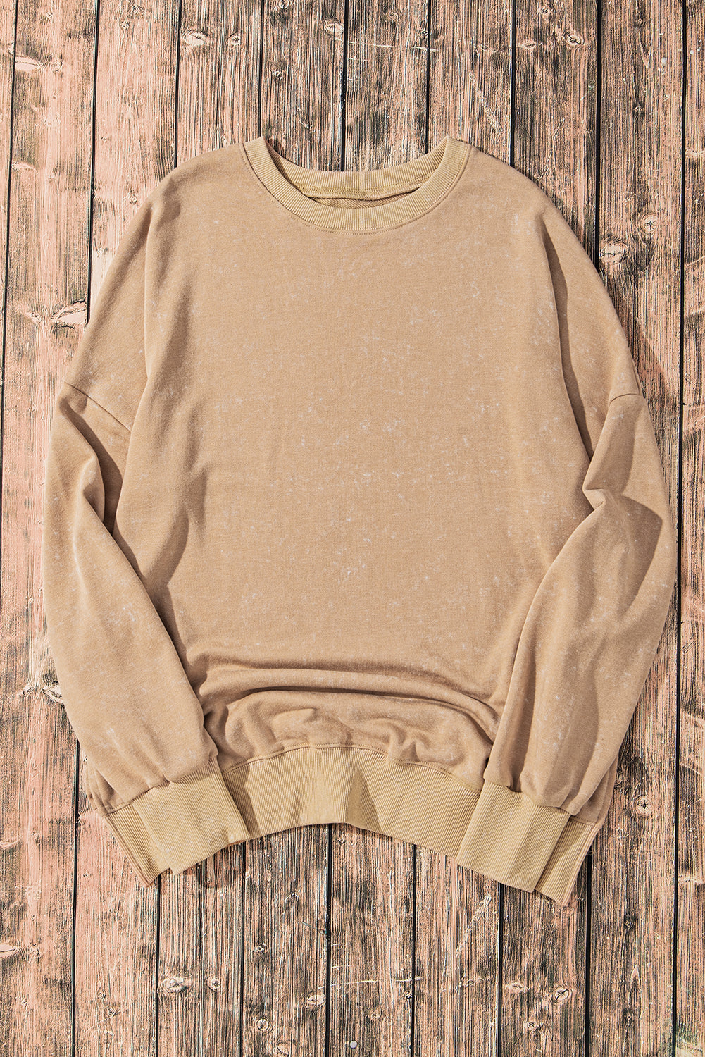 Khaki Drop Shoulder Ribbed Trim Oversized Sweatshirt