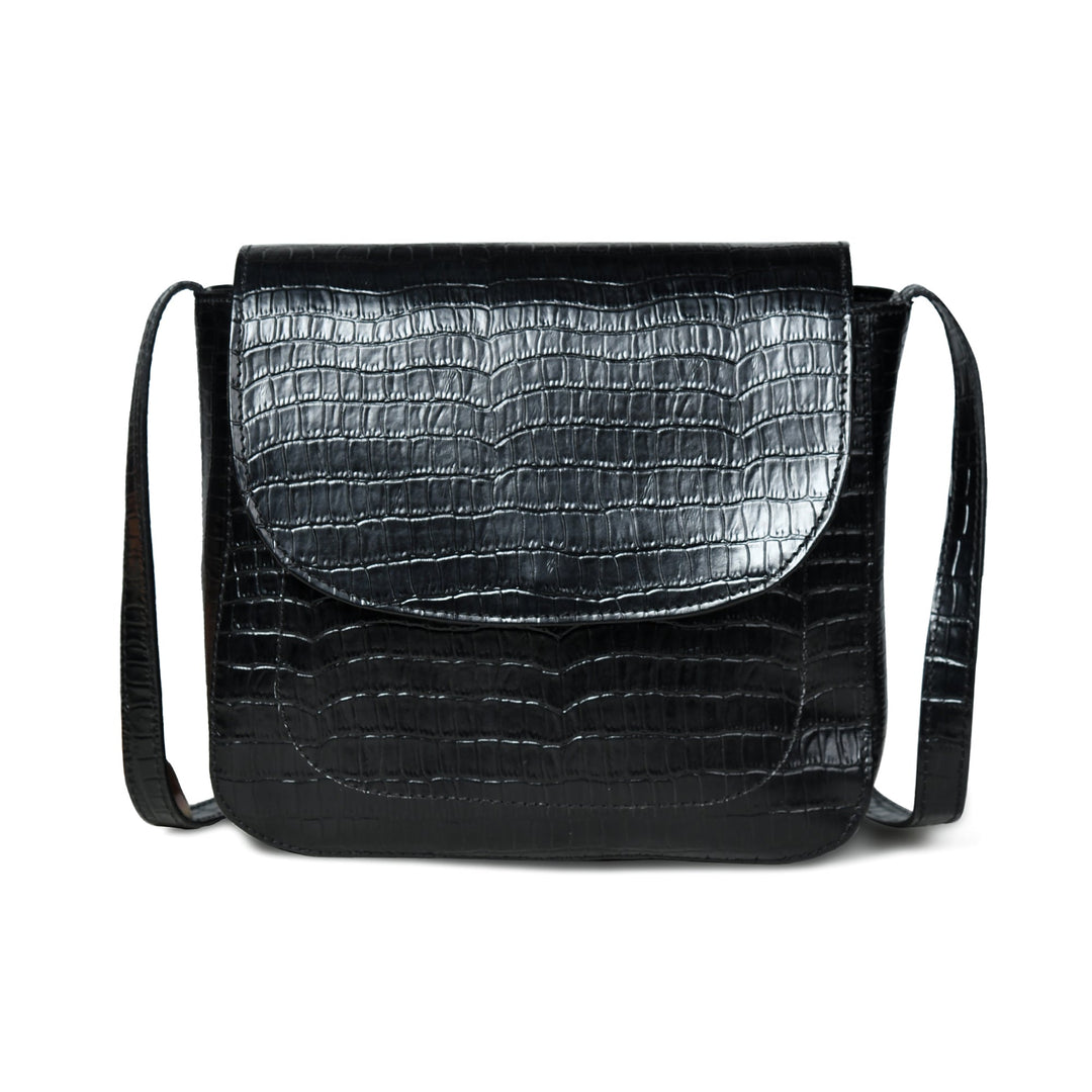 Diva Black Croco Sling Bag