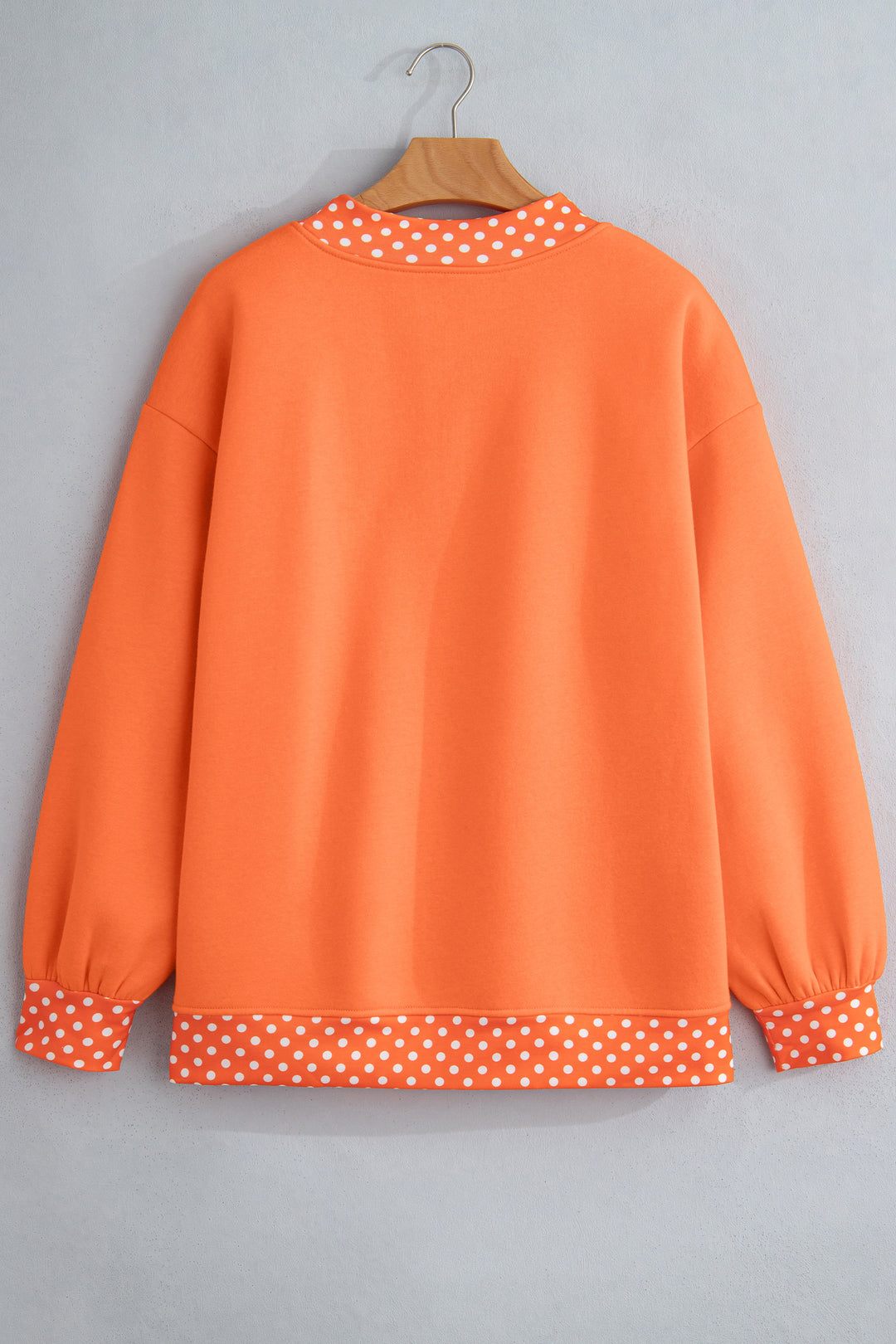 Red Colorblock Polka Dot Contrast Trim Oversized Sweatshirt
