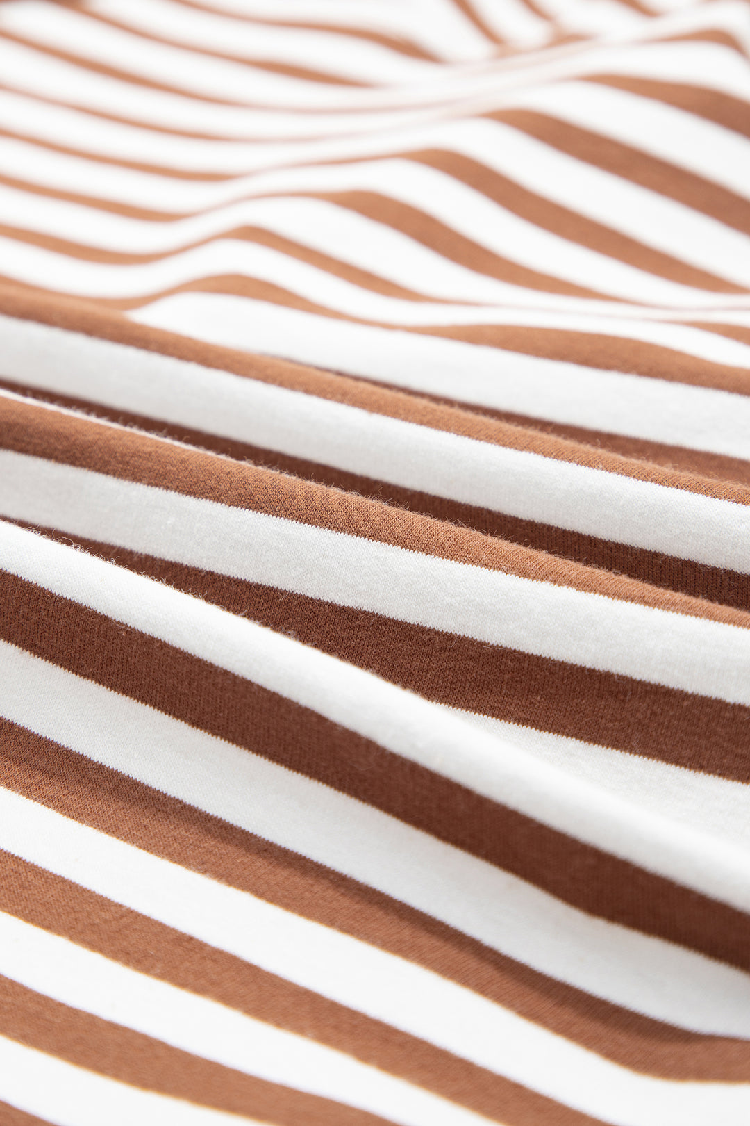 Brown Stripe Color Block Patchwork Quarter Zip Pullover Sporty Shorts Set