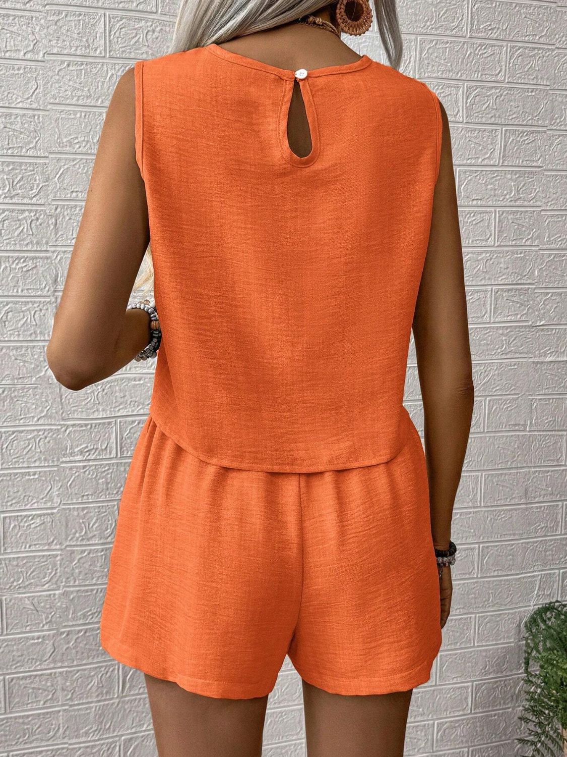 Round Neck Sleeveless Top and Shorts Set