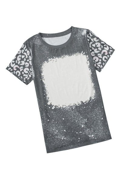 Gray Bleached Leopard Short Sleeve T-shirt