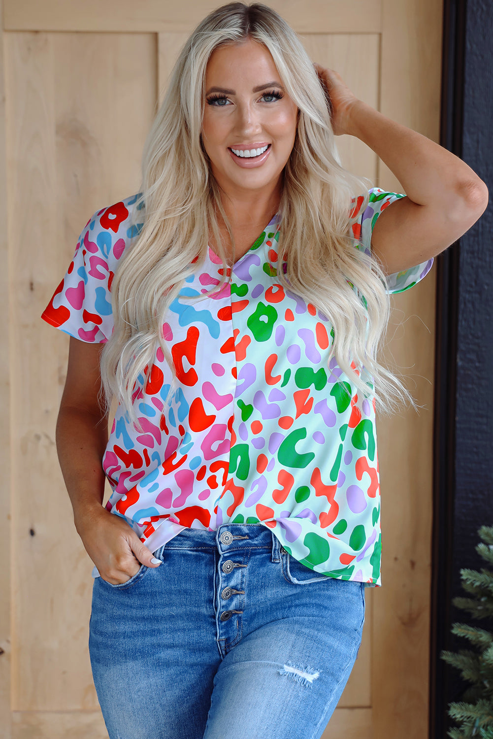Ruthie Print Short Sleeve Blouse