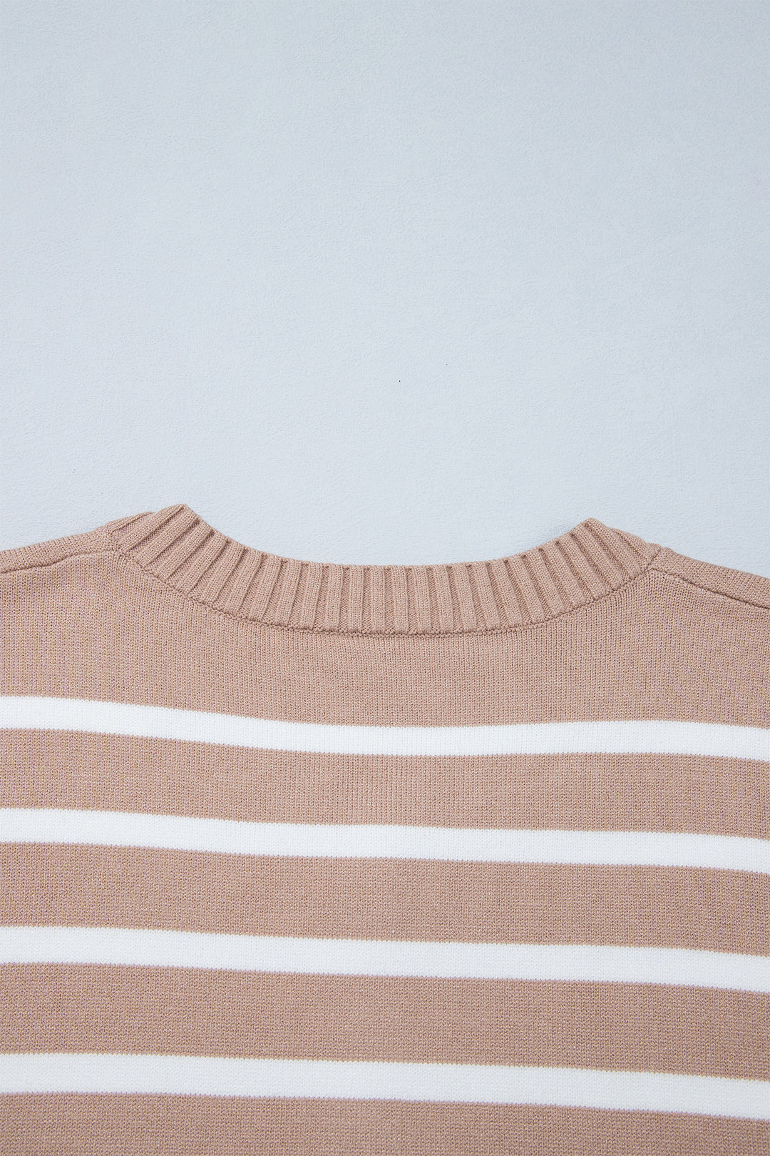Khaki Stripe Button Down Short Sleeve Knit Plus Size Cardigan