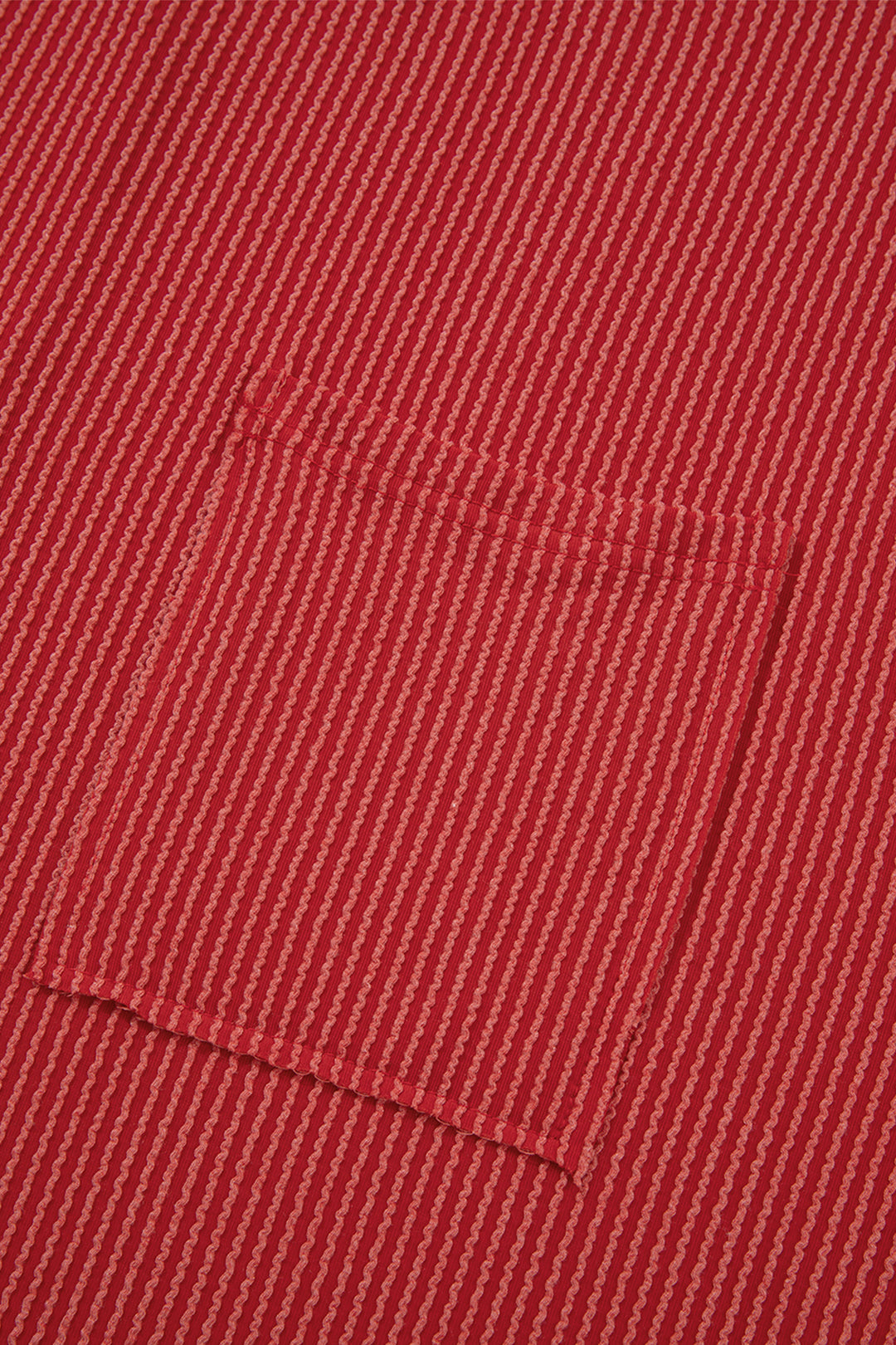 Fiery Red Twist Ribbed Tunic Round Neck Bracelet Sleeve Plus Size Blouse