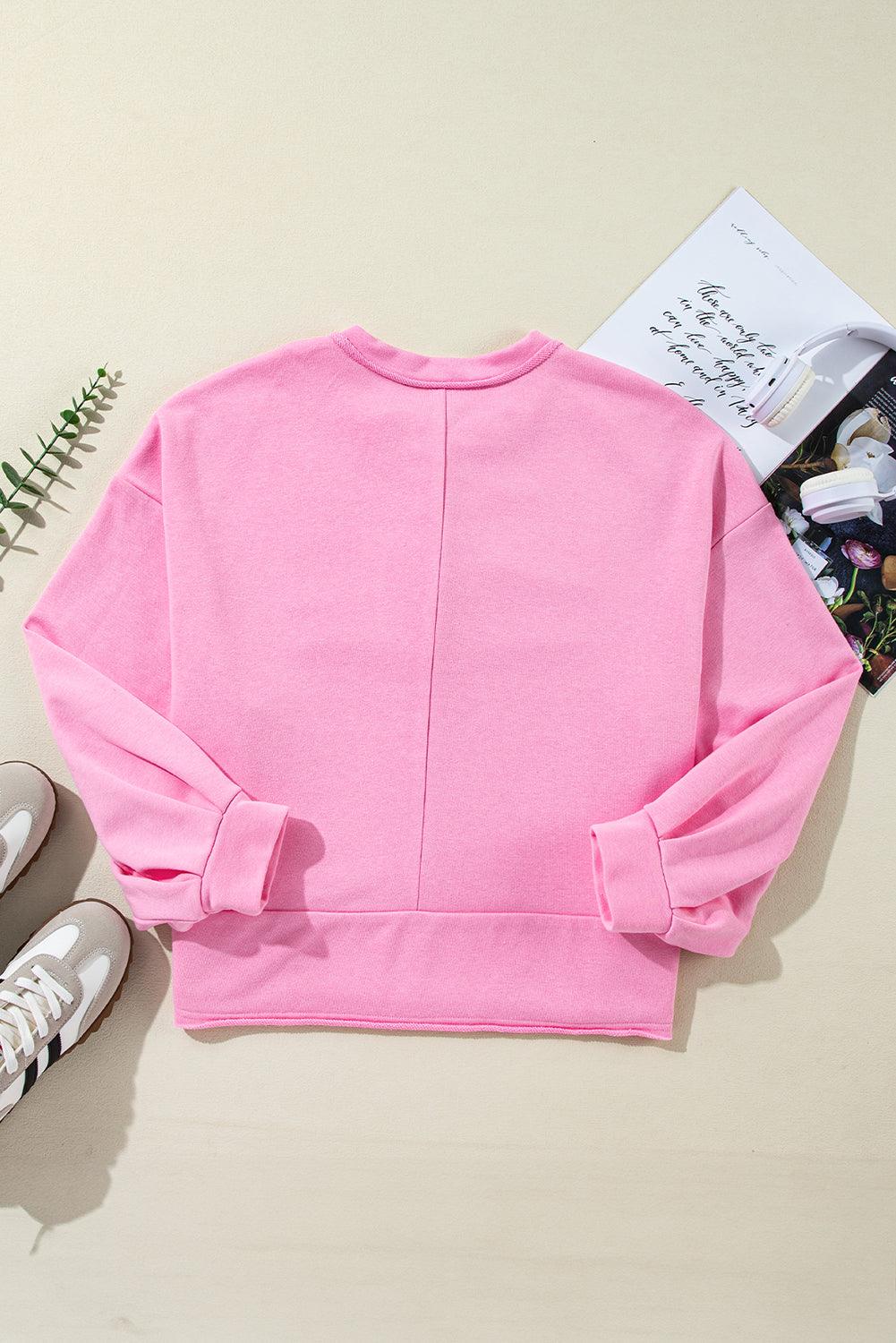 Back flat lay of sachet pink loose sweatshirt