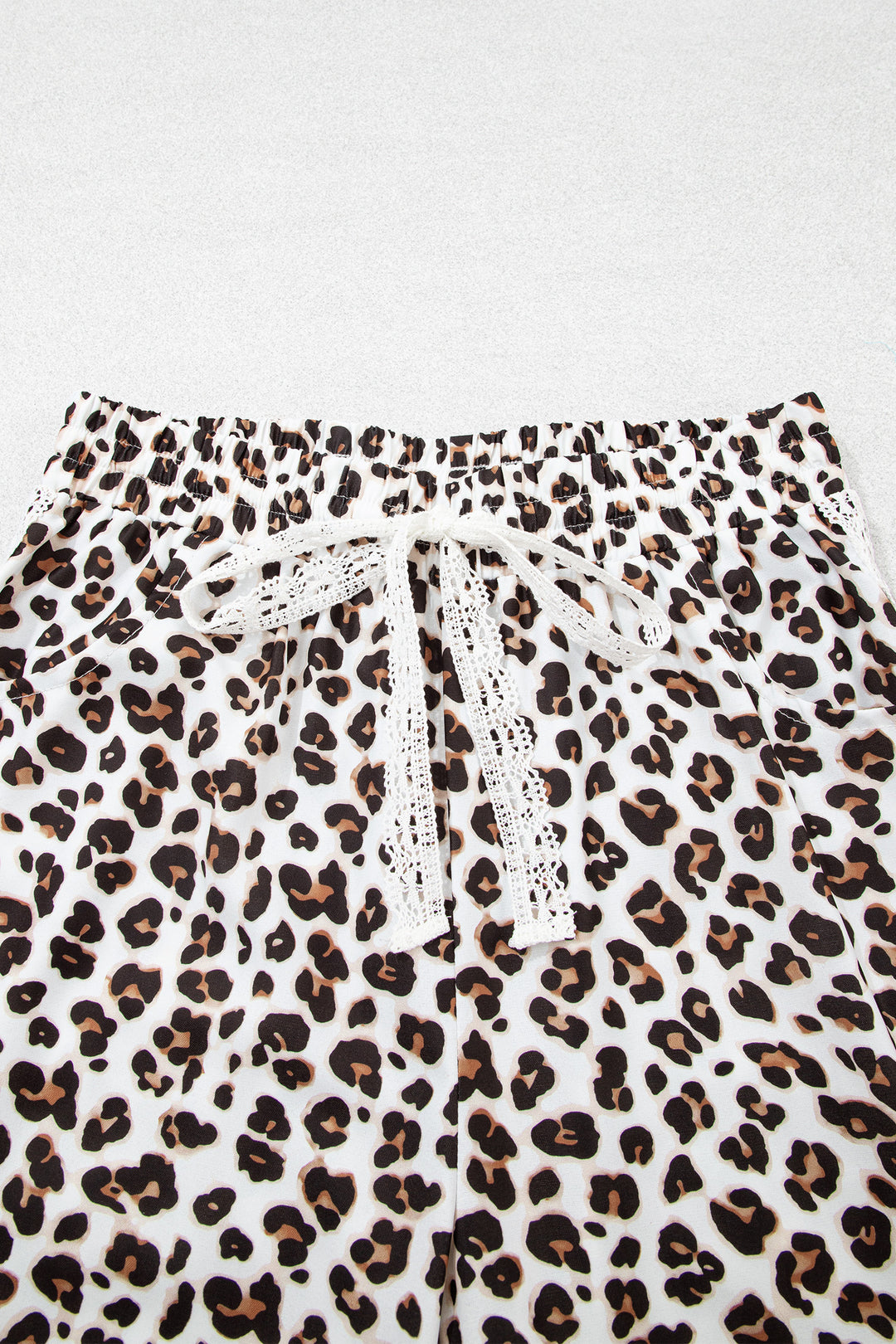 Black Leopard Print Ankle-Length Elastic Waist Pants