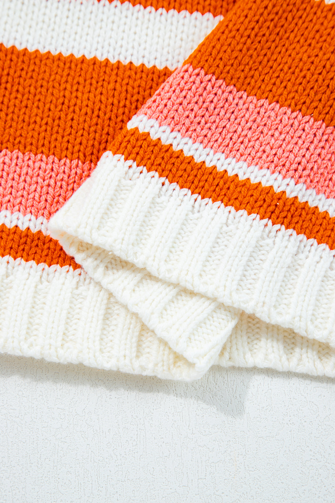 Orange Stripe Drop Shoulder Cropped Pullover Sweater