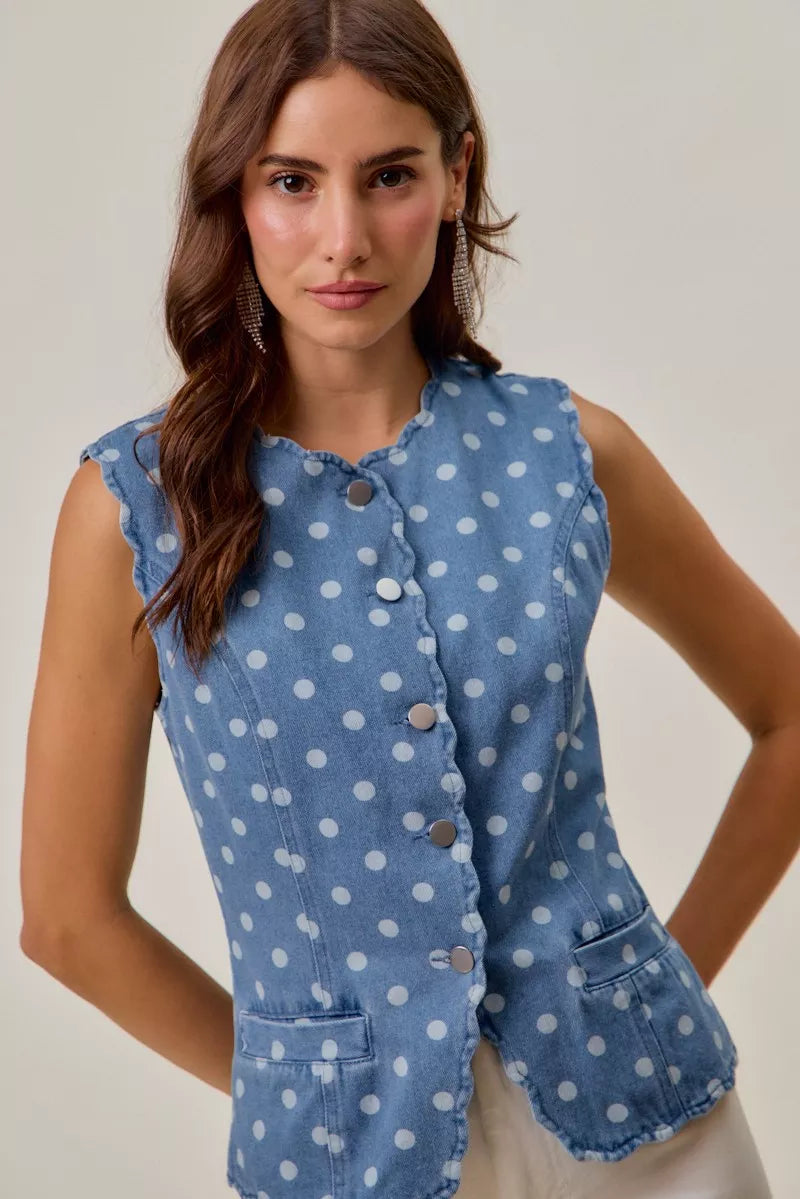 The Darling Dot Button Vest Top