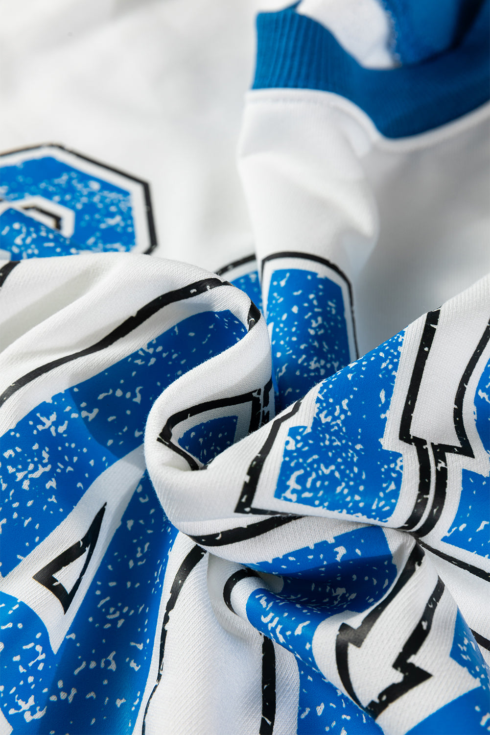 White GAME DAY Letter Graphic Varsity Striped Detail Baggy Sweatshirt