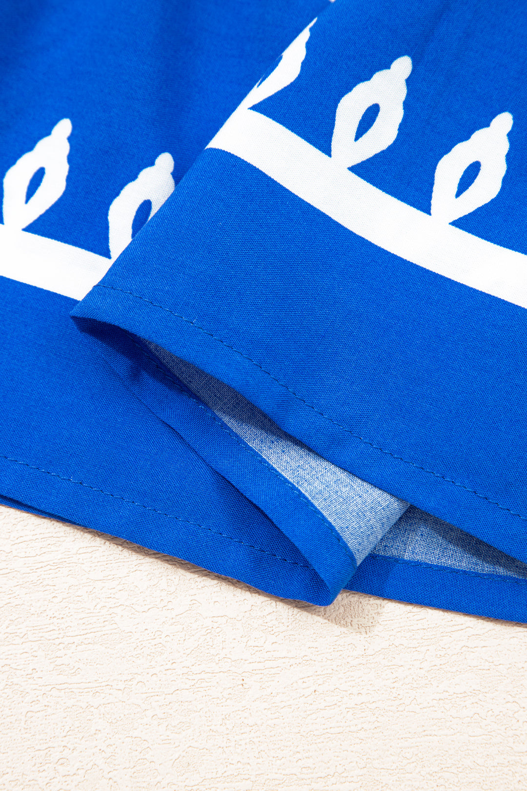 Blue Ethnic Geometric Print Collared Button Front Short Puff Sleeve Mini Dress