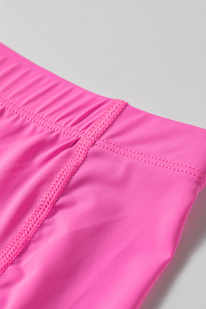 Bright Pink Solid Color Tunic Tank Dress Athletic Shorts Two Piece Set