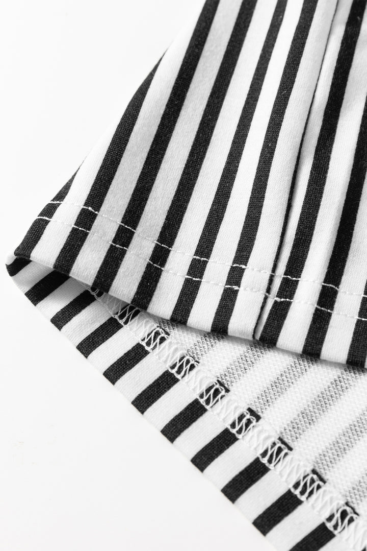 Black Stripe Elastic High Waist Pocketed Loose Pants