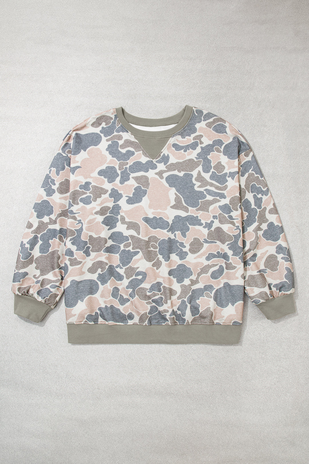 Multicolour Camouflage Print Shift Silhouette Long Sleeve Plus Size Sweatshirt