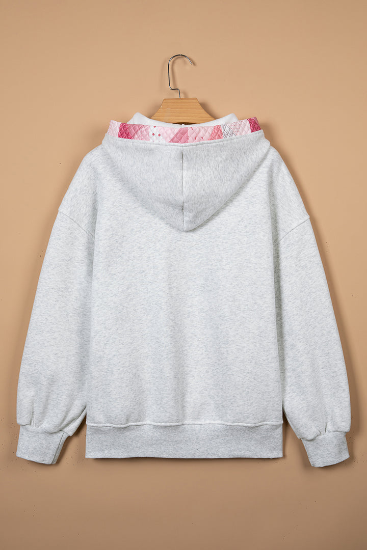 Gray Contrast Patchwork Oversized Hoodie