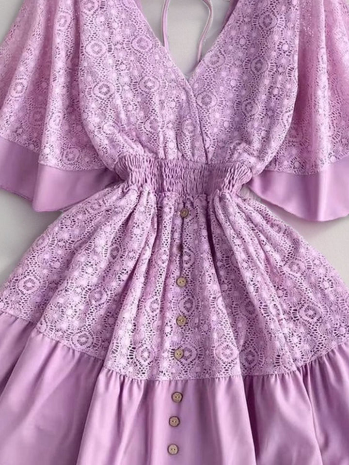 PREORDER: Hope Ruffle Hem Lace Mini Dress