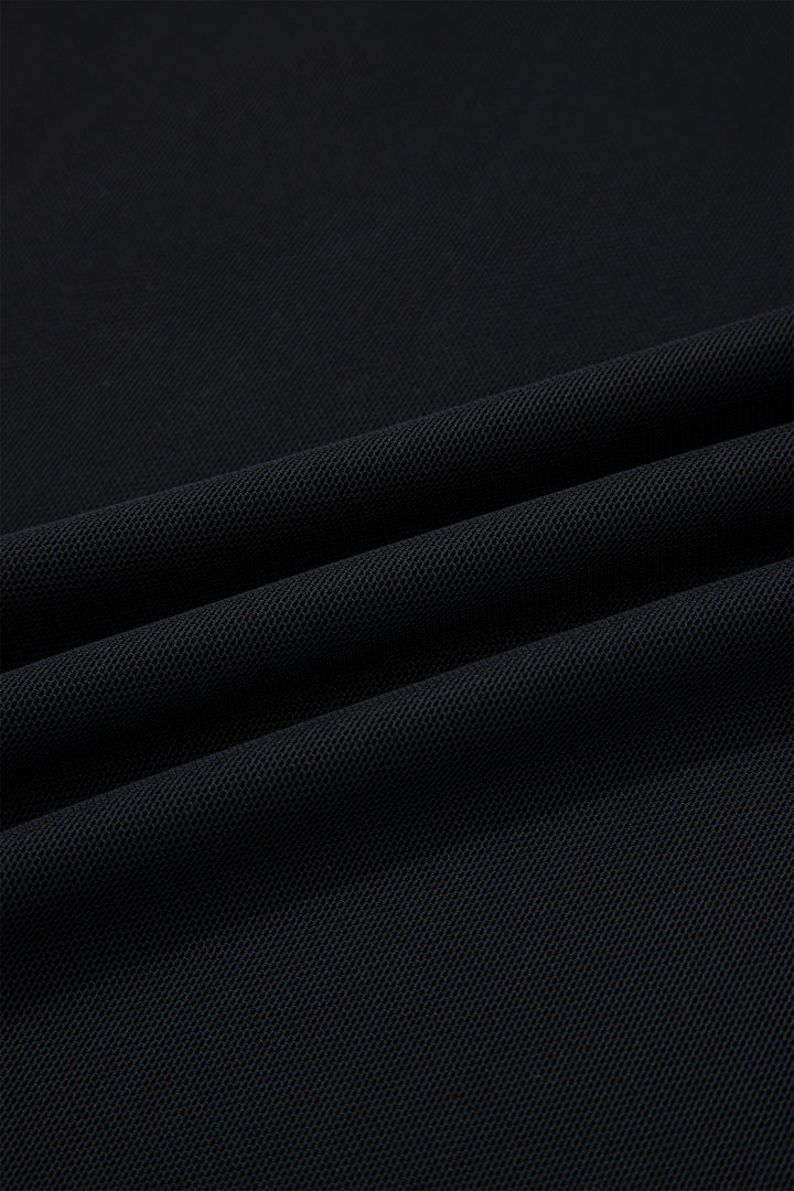 Black Sheer Mesh Patchwork Cap Sleeve T Shirt