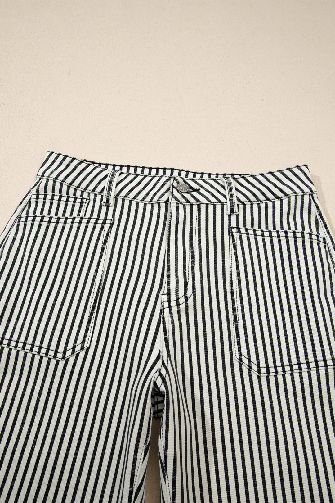 Black Stripe Patch Pocket High Waist Shift Denim Jeans