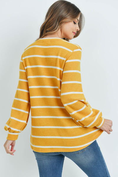 Striped Long Sleeved Round Neck Swing Top