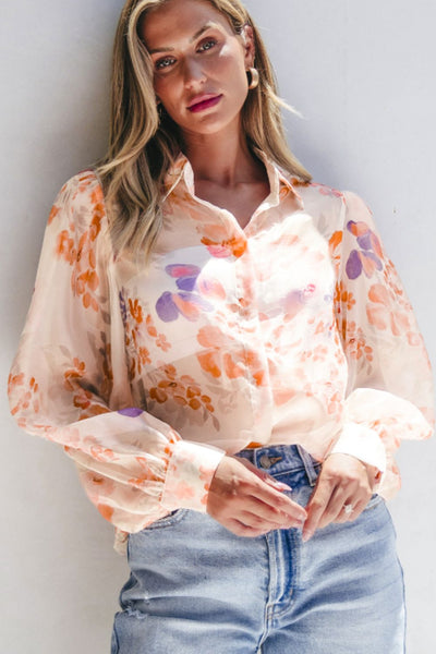 Printed Collared Neck Long Sleeve Shirt