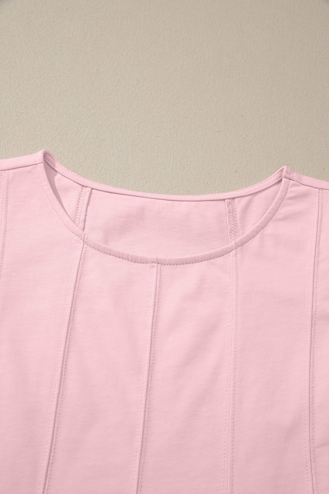 Mist Blue Stitched Detail Loose Tank Top 2pcs Short Set