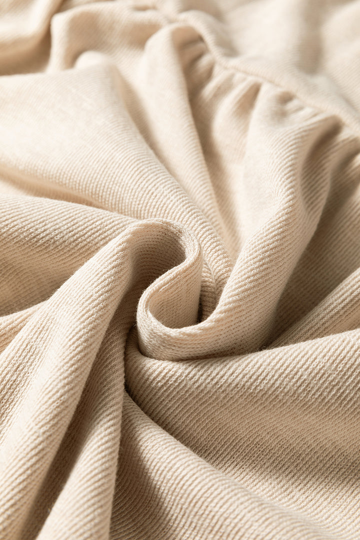 Jet Stream Textured Pleated Drop Shoulder Long Sleeve Knit Top