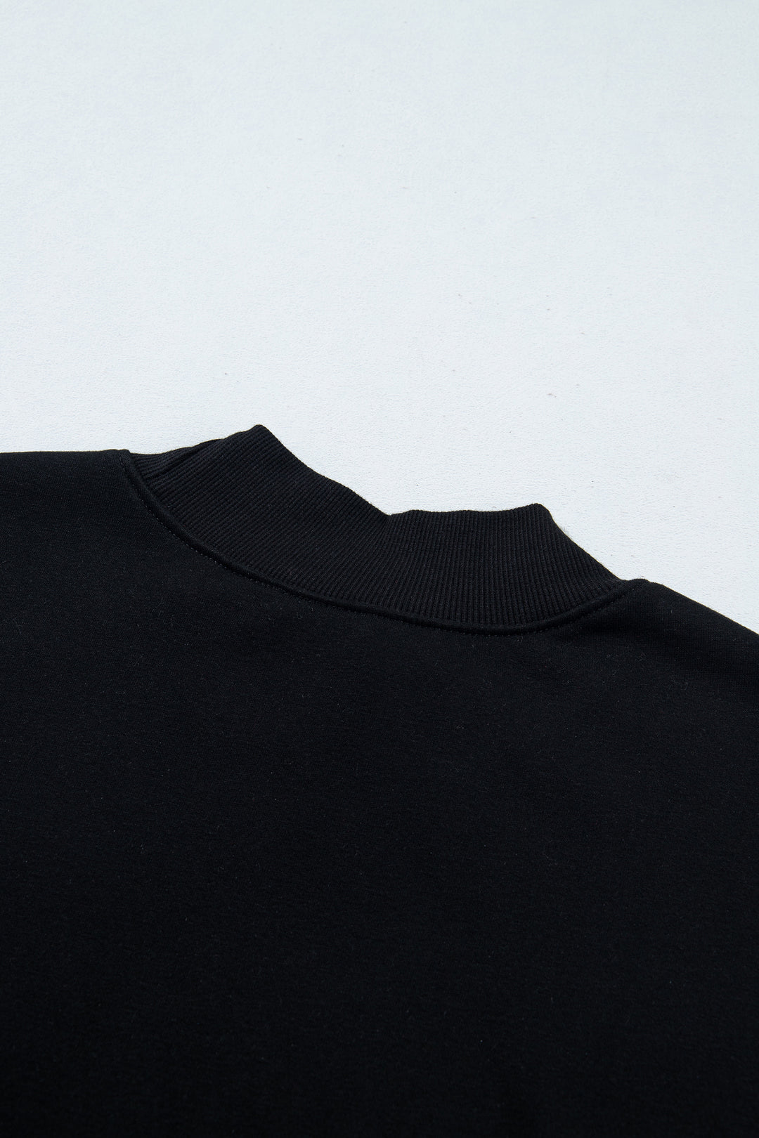 Black Solid Color Oversized Mock Neck Sweatshirt