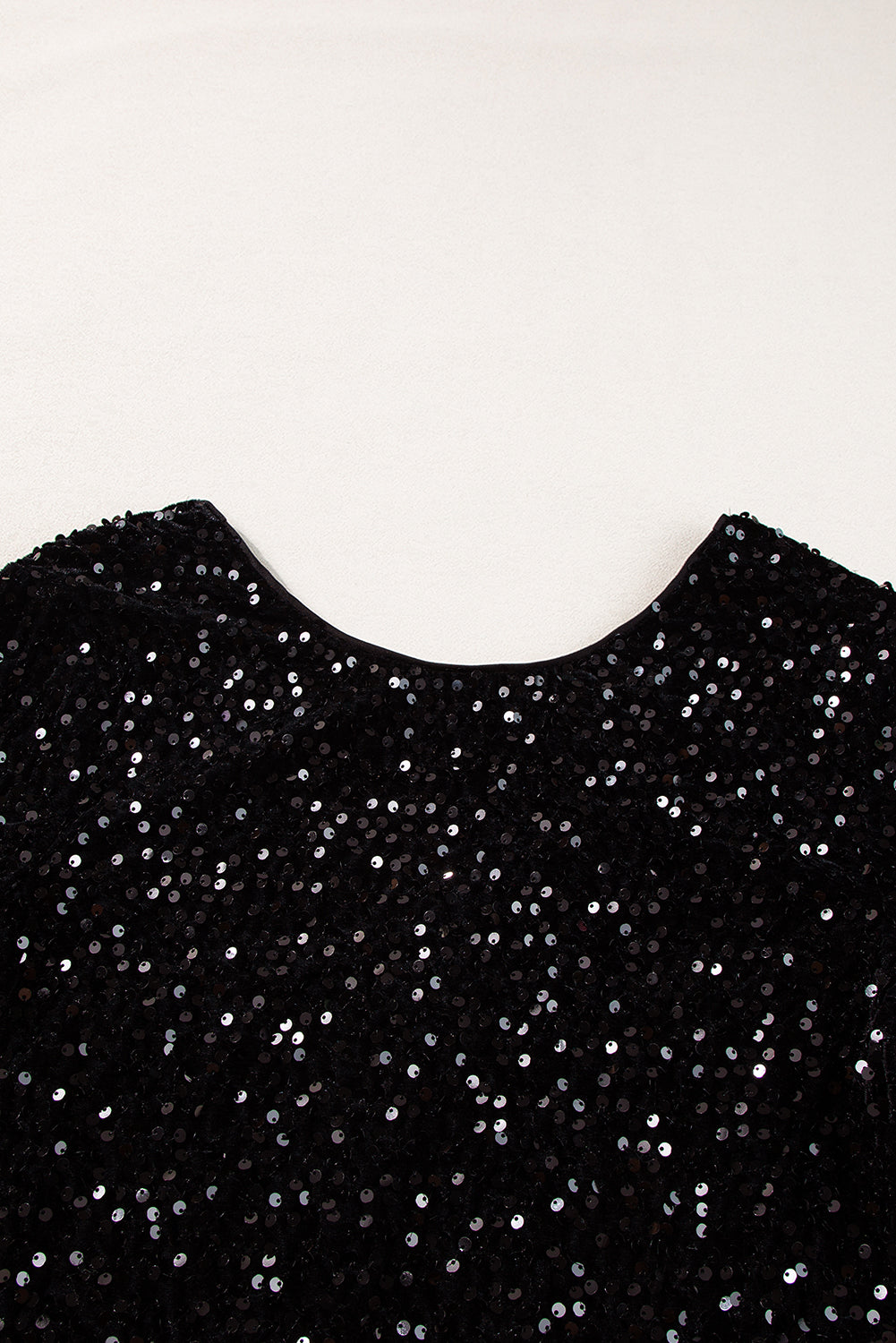 Black Sequin Long Sleeve Cutout Back Top