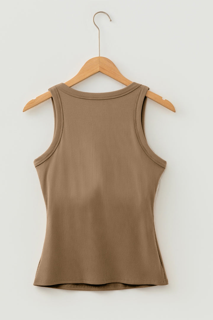 Four Leaf Clover Slim Ribbed Padded Tank Top