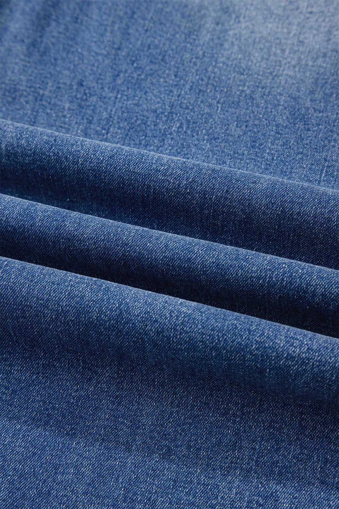 Sky Blue Double Button Zip Fly Straight Leg Jeans