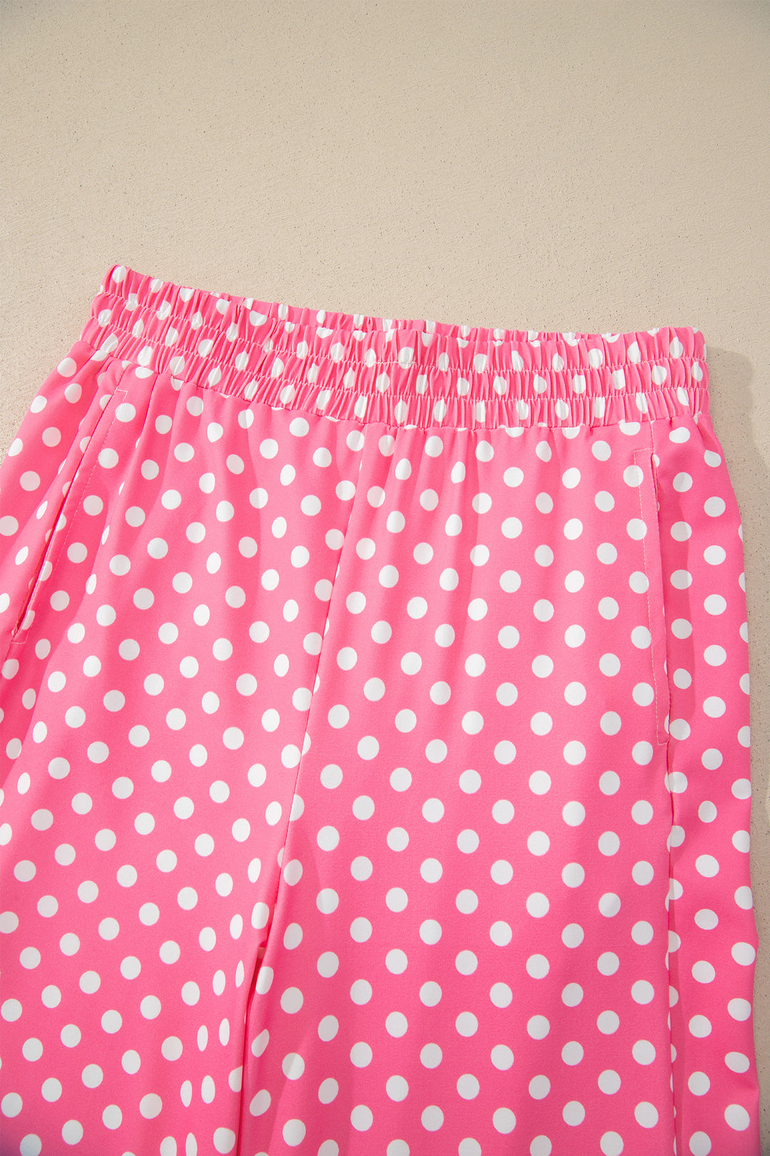 Pink Polka Dot Print Slim Tank Loose Pants 2pcs Outfit
