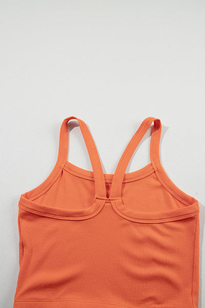 Grapefruit Orange Athletic Ribbed Cropped Cami Top