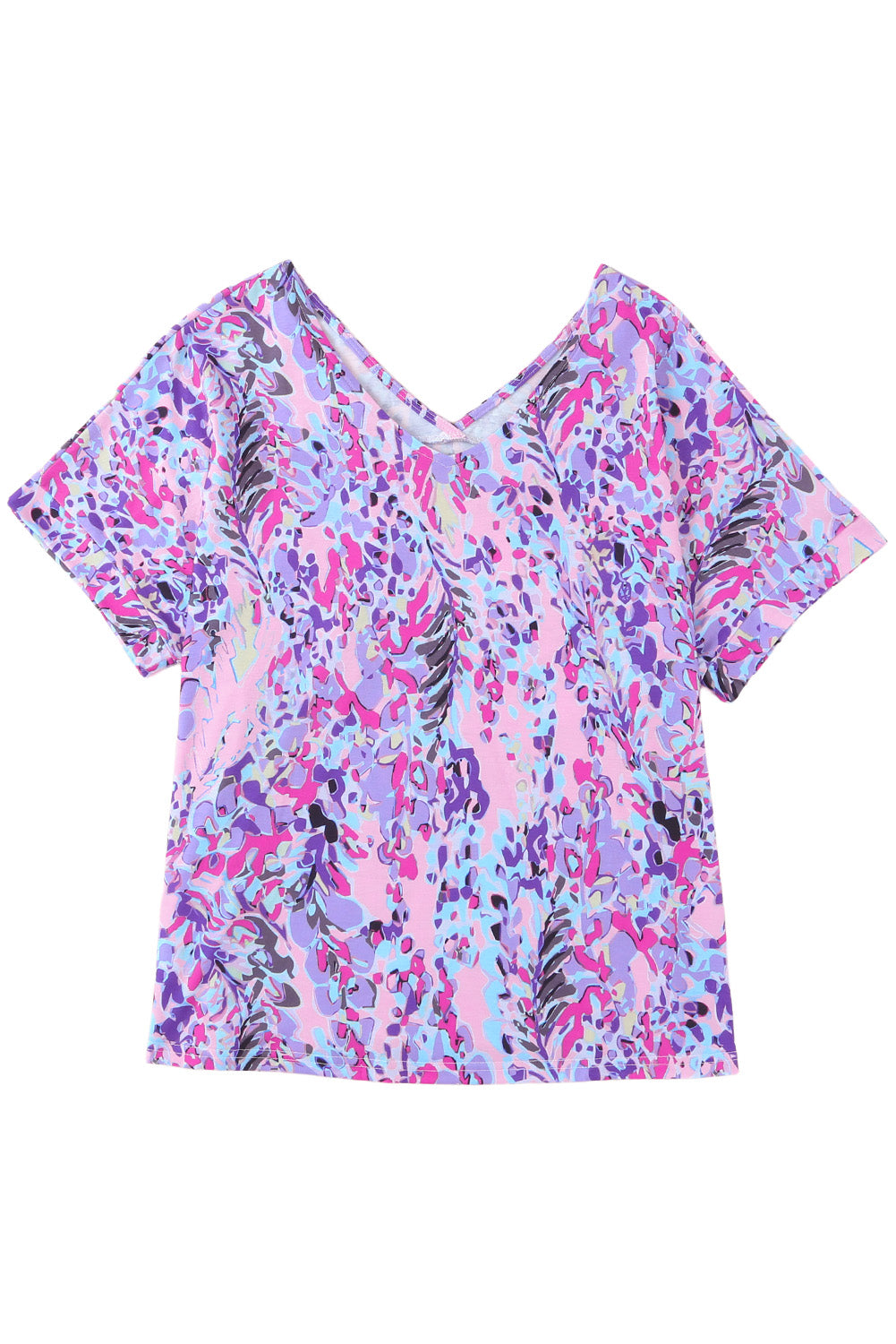 Pink Loose Painted Floral Tee