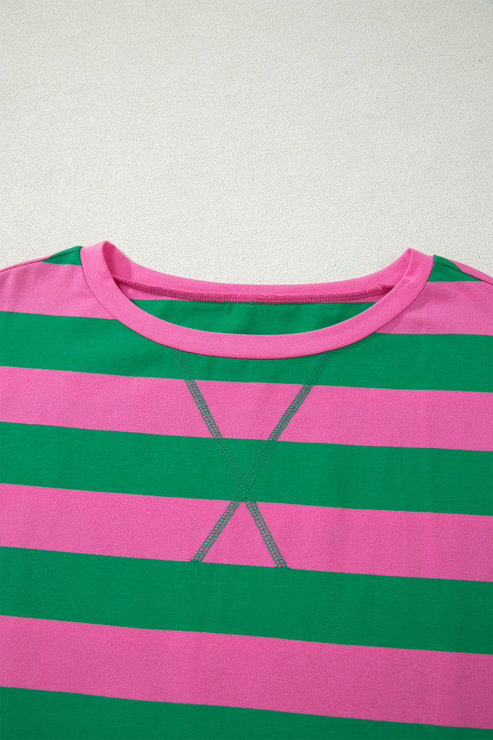 Yellow Stripe Dolman Tee Drawstring Skort Athletic 2pcs Set