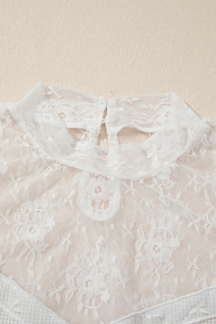 Jet Stream Lace Mesh Long Sleeve Top