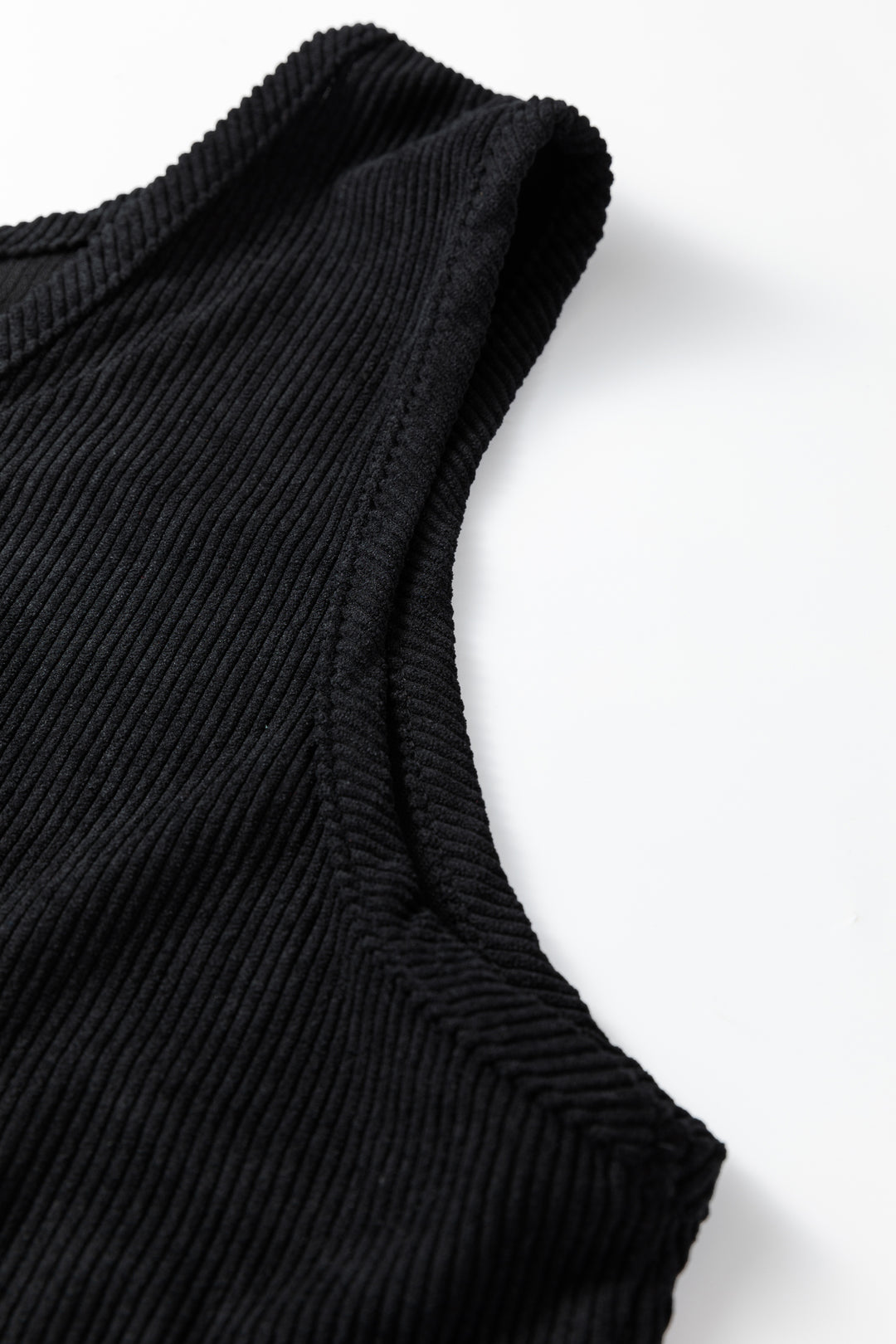 Black Plus Size Corduroy Patch Pocket Sleeveless Mini Dress