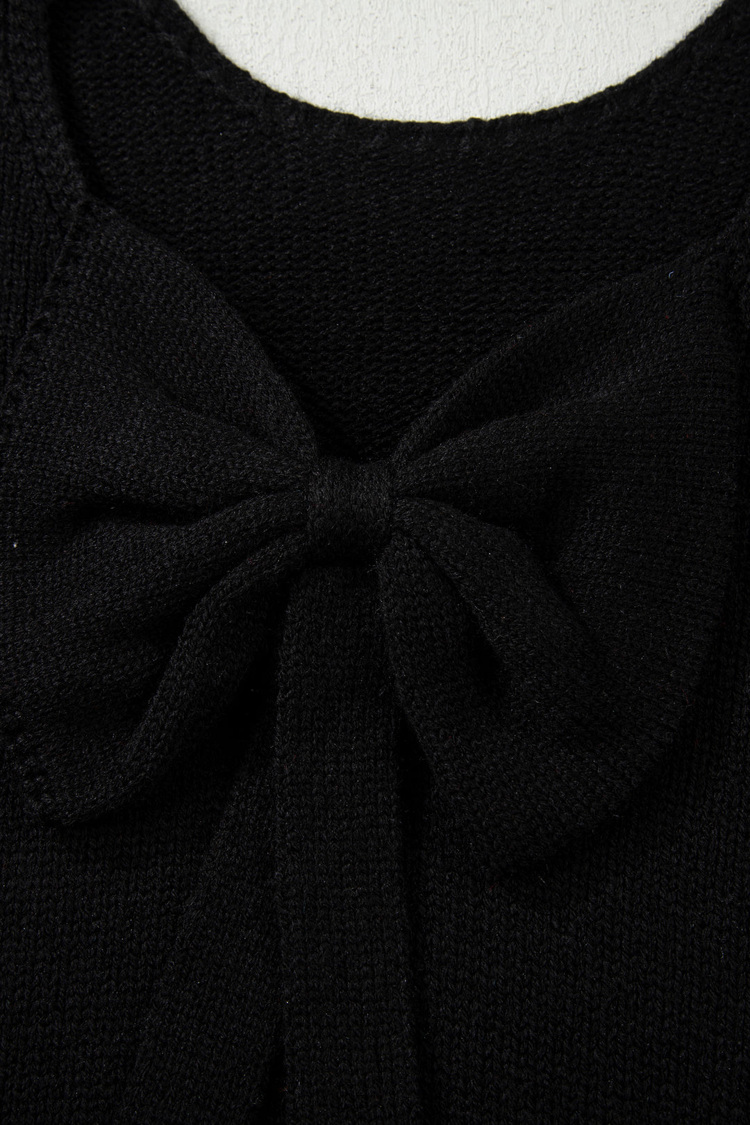 Black Festive Bow Backless Bubble Sleeve Sweater