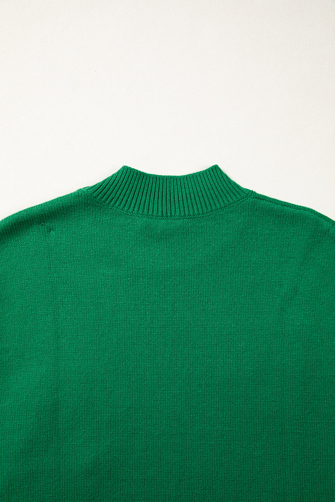 White Corded Horseshoes Ribbed Trim Mock Neck Short Sleeve Sweater