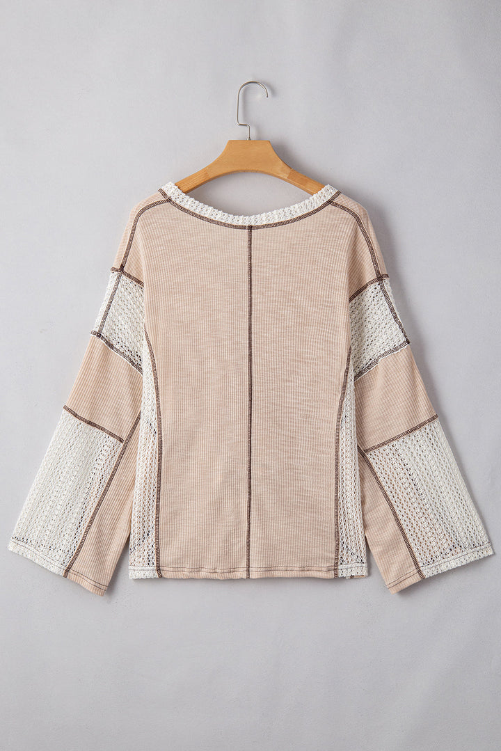 Ruby Crochet Detail Exposed Seam High Low Loose Top