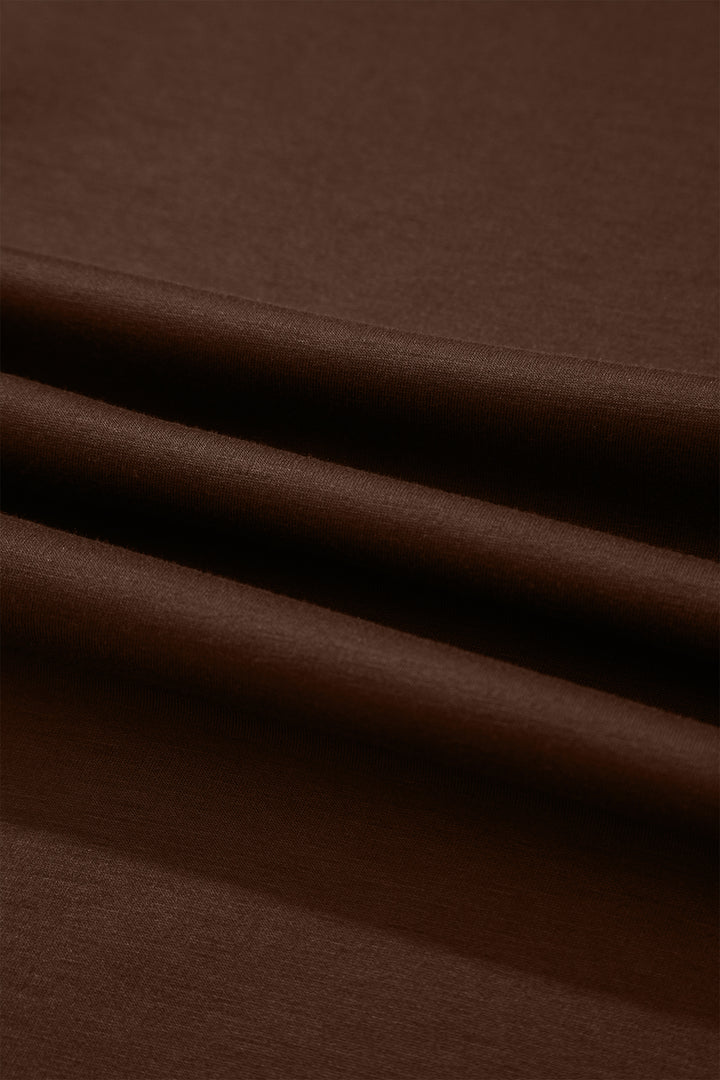 Red Sandalwood Solid Color Long T Shirt Dress with Slits