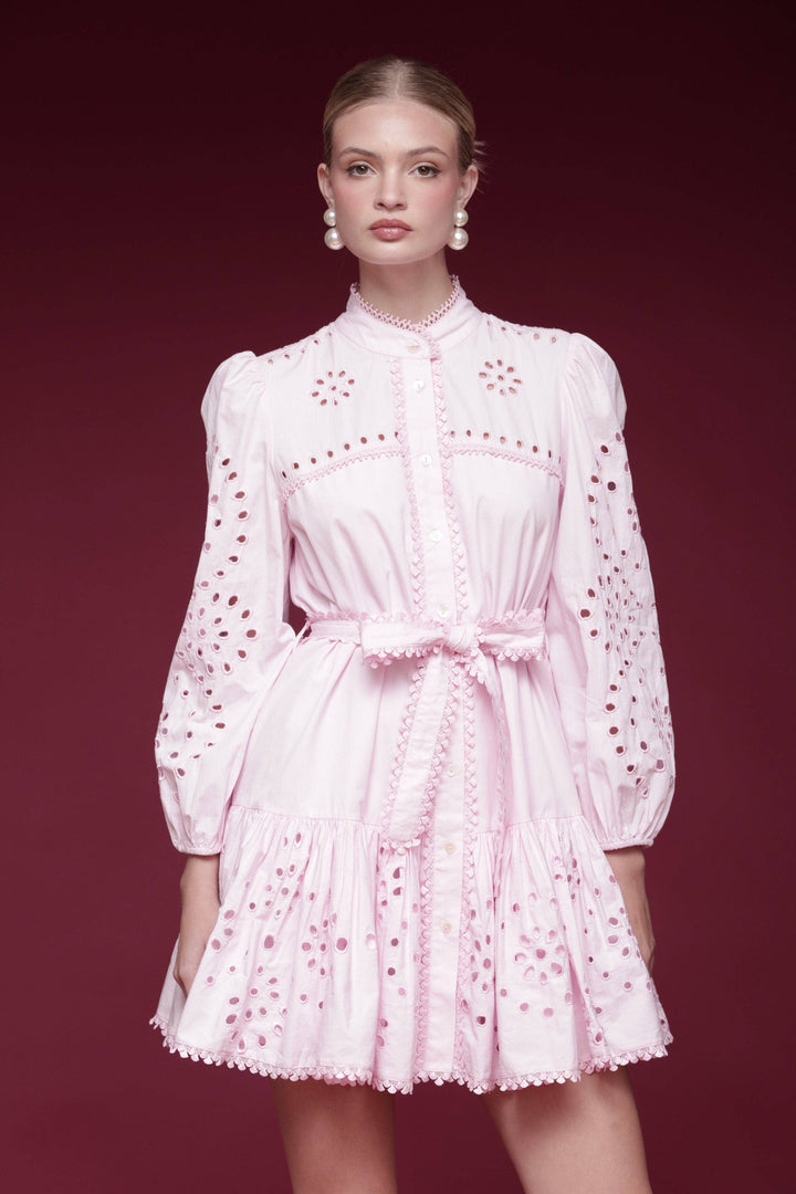Ballet Pink Broderie Anglaise Shirtdress