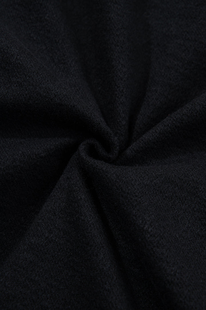Black Solid Color Oversized Mock Neck Sweatshirt
