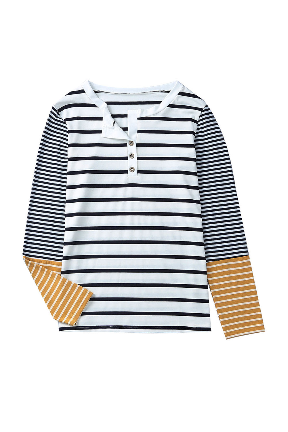 Long Sleeve Stripe Button Henley Top