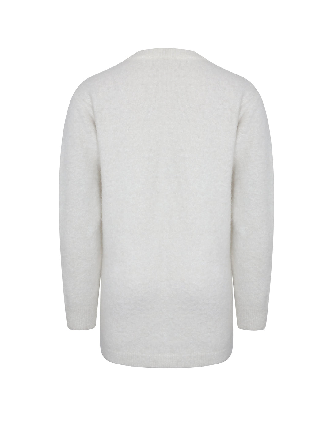 Orla White Wool-Blend Ribbed Knit Cardigan