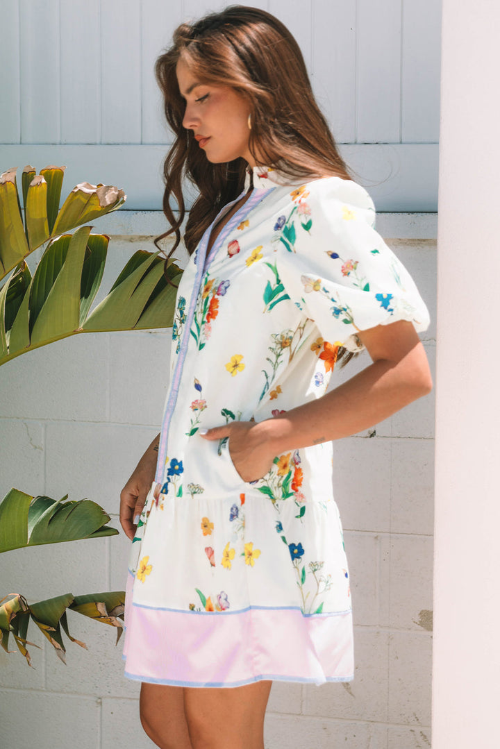 Harlee Floral Short Puff Sleeve Dress