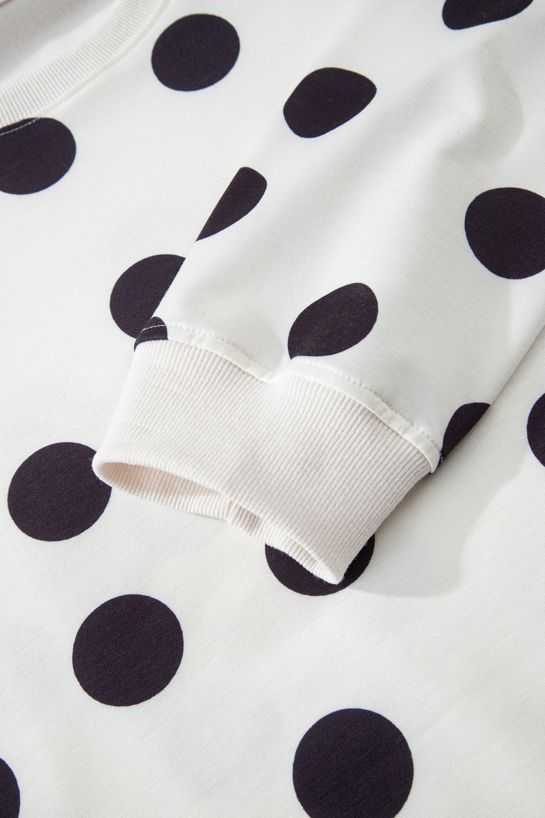 Sky Blue Polka Dot Print Drop Shoulder Pullover Drawstring Shorts Set