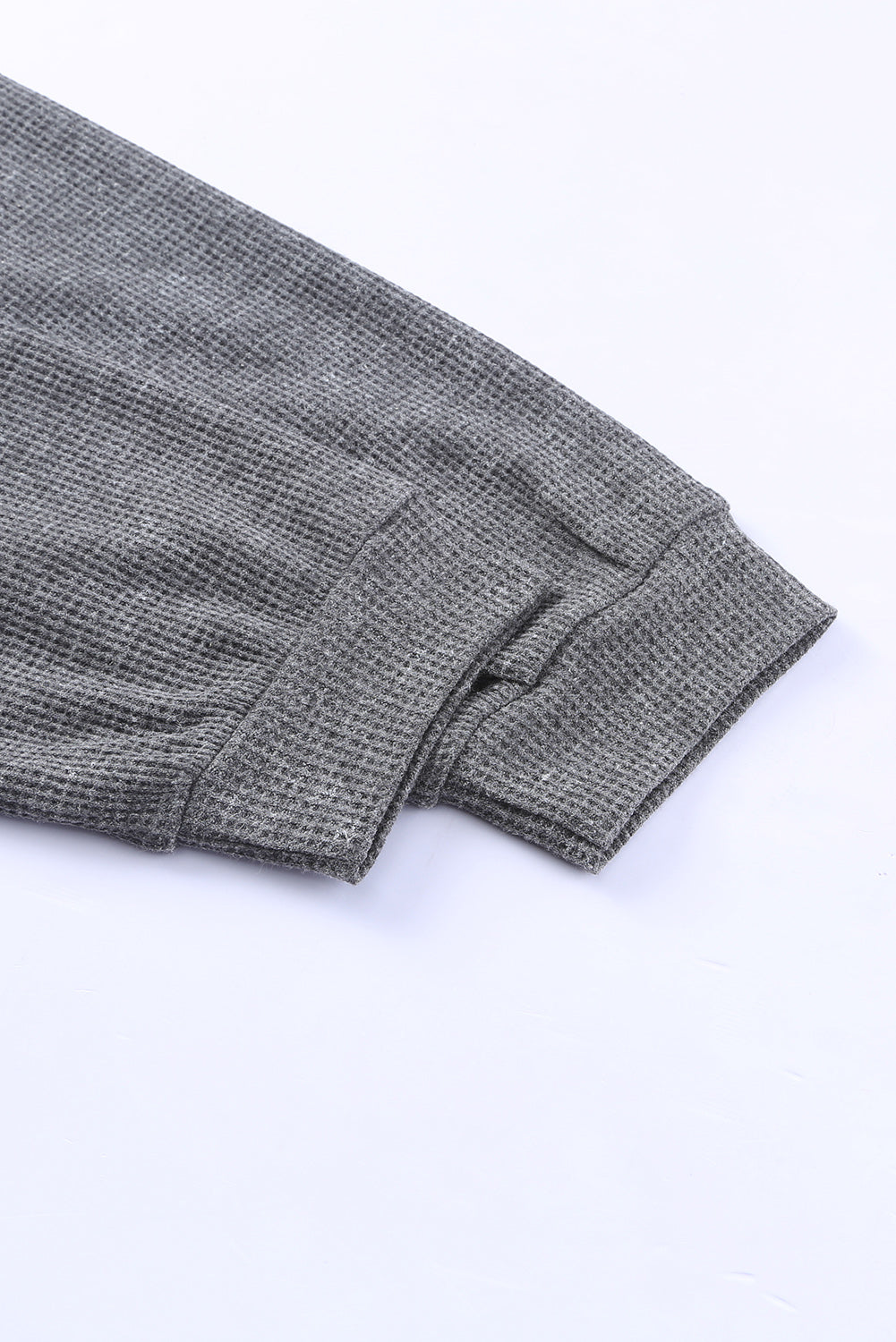 Gray Waffle Knit Side Slit Pullover Top