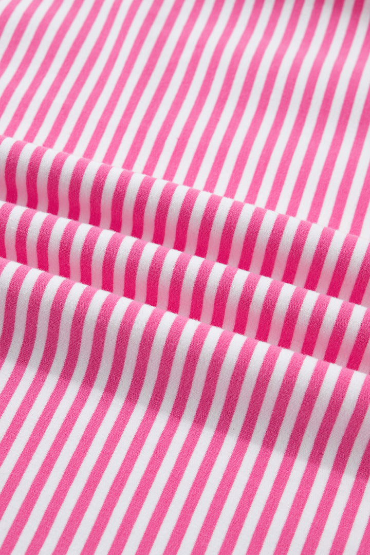 Pink Stripe Oversize Mock Neck Sweatshirt and Shorts Set